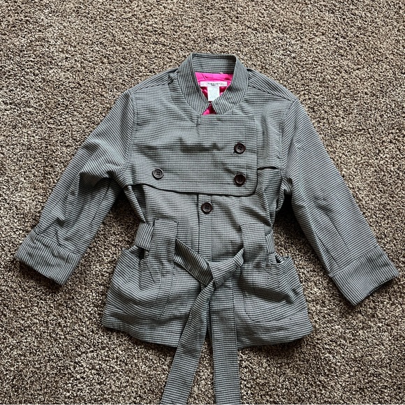 Vertigo Paris Mandarin Collar Belted Houndstooth Jacket Coat - Picture 2 of 7